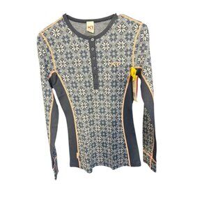 Kari Traa Rose LS Base Layer Top Women's Small Nordic Snowflake Print Wool